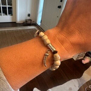 Silpada Cream Bead Bracelet with Silver Charm Accents